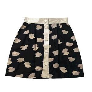 Wayf black & beige silk a-line mini skirt size 12